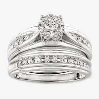 Womens 1/2 CT. T.W. Natural White Diamond 10K Gold Round Side Stone Bridal Set