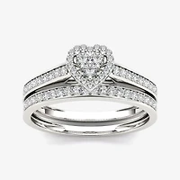 1/2 CT.T.W. Natural Diamond 10K Gold Heart-Shaped Bridal Set