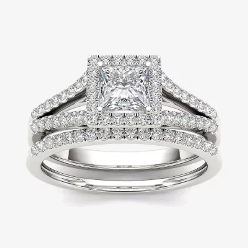 1 CT.T.W. Natural Diamond 10K White Gold Bridal Ring Set