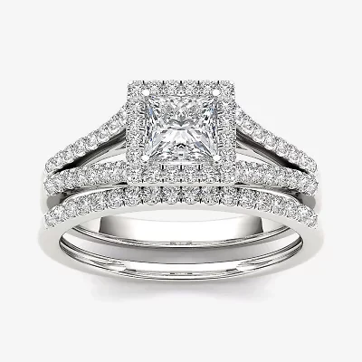1 CT.T.W. Natural Diamond 10K White Gold Bridal Ring Set