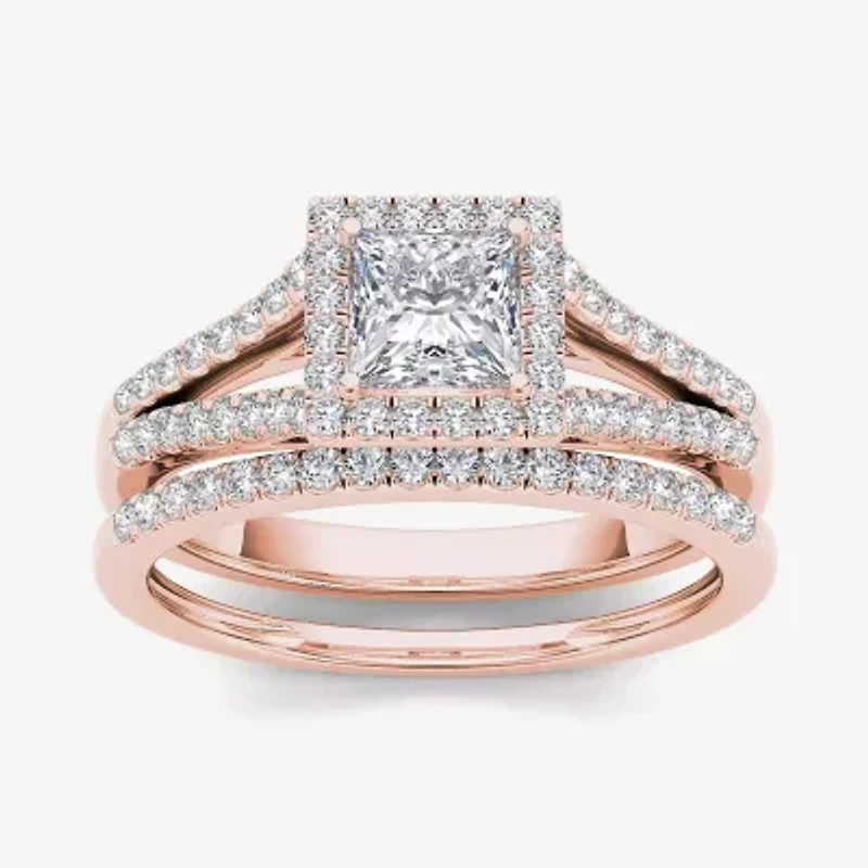 1 CT.T.W. Natural Diamond 10K Rose Gold Bridal Ring Set