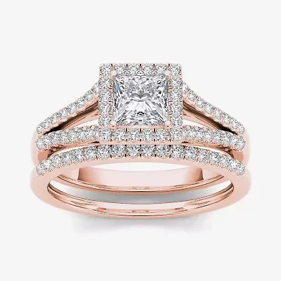 1 CT.T.W. Natural Diamond 10K Rose Gold Bridal Ring Set