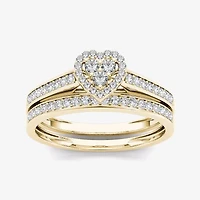1/2 CT.T.W. Natural Diamond 10K Yellow Gold Heart-Shaped Bridal Set