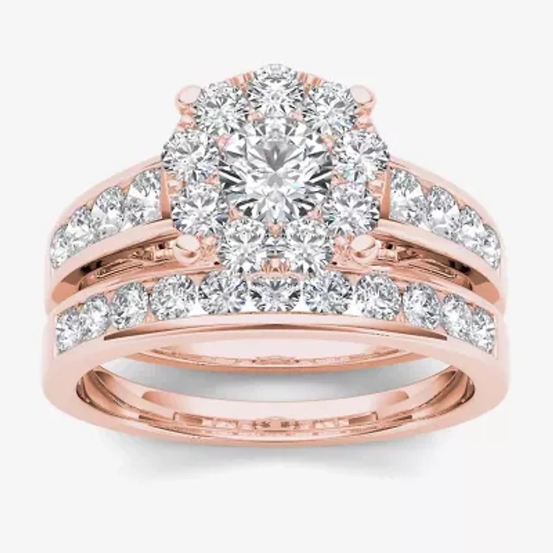 1 1/2 CT.T.W. Natural Diamond 10K Rose Gold Bridal Set