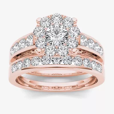 1 1/2 CT.T.W. Natural Diamond 10K Rose Gold Bridal Set