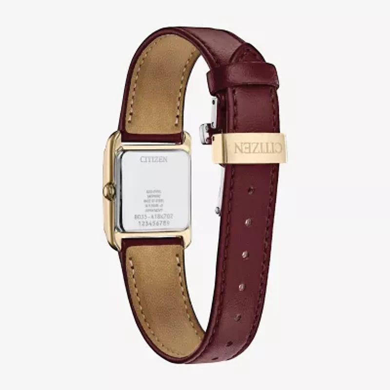 Citizen Bianca Womens Gold Tone Leather Strap Watch Ew5593-05d