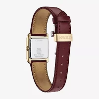 Citizen Bianca Womens Gold Tone Leather Strap Watch Ew5593-05d