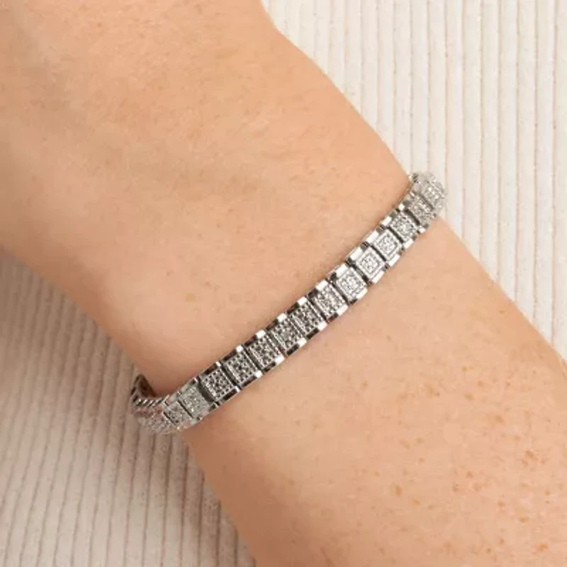 Sparkle Allure Womens Natural Diamond Accent Pure Silver Over Bronze 7.25 Inch Tennis Bracelet