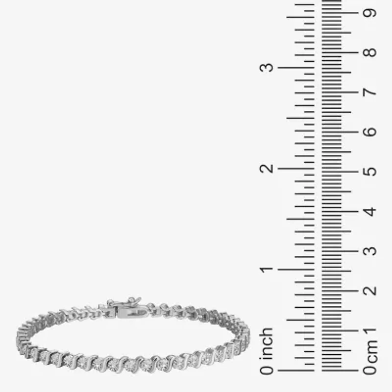 Sparkle Allure Womens Natural Diamond Accent Pure Silver Over Bronze 7.25 Inch Tennis Bracelet