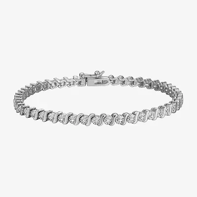 Sparkle Allure Womens Natural Diamond Accent Pure Silver Over Bronze 7.25 Inch Tennis Bracelet