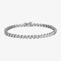 Sparkle Allure Womens Natural Diamond Accent Pure Silver Over Bronze 7.25 Inch Tennis Bracelet