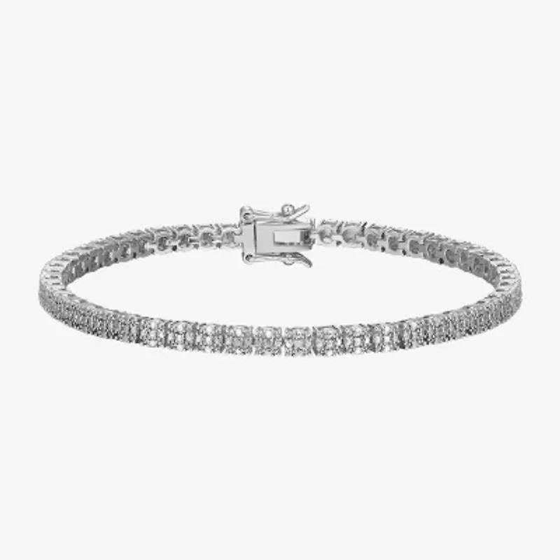 Sparkle Allure Womens Natural Diamond Accent Pure Silver Over Bronze 7.25 Inch Tennis Bracelet
