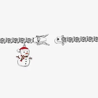 Sparkle Allure Snowman Womens Natural Diamond Accent Pure Silver Over Bronze 7.25 Inch Tennis Bracelet
