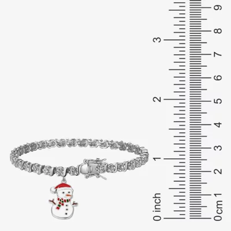 Sparkle Allure Snowman Womens Natural Diamond Accent Pure Silver Over Bronze 7.25 Inch Tennis Bracelet