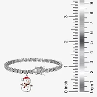 Sparkle Allure Snowman Womens Natural Diamond Accent Pure Silver Over Bronze 7.25 Inch Tennis Bracelet