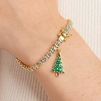 Sparkle Allure Christmas Tree Womens Natural Diamond Accent Pure Silver Over Bronze 7.25 Inch Tennis Bracelet