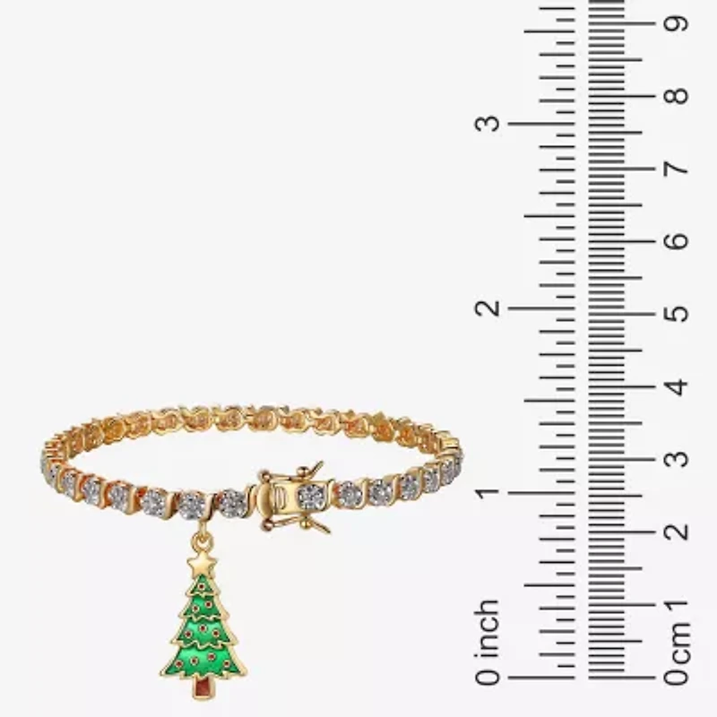 Sparkle Allure Christmas Tree Womens Natural Diamond Accent Pure Silver Over Bronze 7.25 Inch Tennis Bracelet