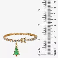 Sparkle Allure Christmas Tree Womens Natural Diamond Accent Pure Silver Over Bronze 7.25 Inch Tennis Bracelet