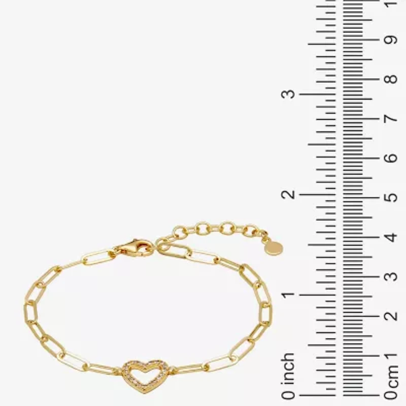Paris 1901 By Charles Garnier Womens 18K Gold Over Silver Solid Heart 6 3/4 Inch Link Bracelet