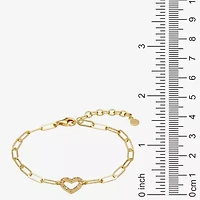 Paris 1901 By Charles Garnier Womens 18K Gold Over Silver Solid Heart 6 3/4 Inch Link Bracelet