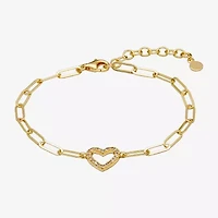 Paris 1901 By Charles Garnier Womens 18K Gold Over Silver Solid Heart 6 3/4 Inch Link Bracelet