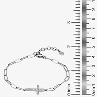 Paris 1901 By Charles Garnier Womens Sterling Silver Solid Cross 7 Inch Link Bracelet