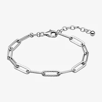 Womens Sterling Silver Solid Rectangular 6 3/4 Inch Link Bracelet