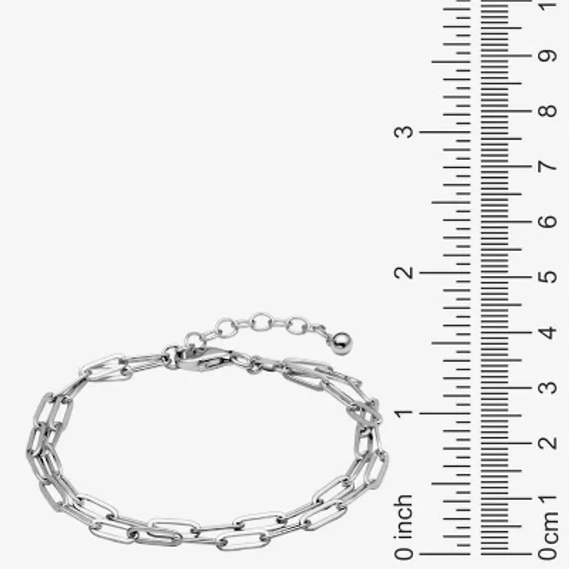 Womens Sterling Silver Solid 6 3/4 Inch Link Bracelet