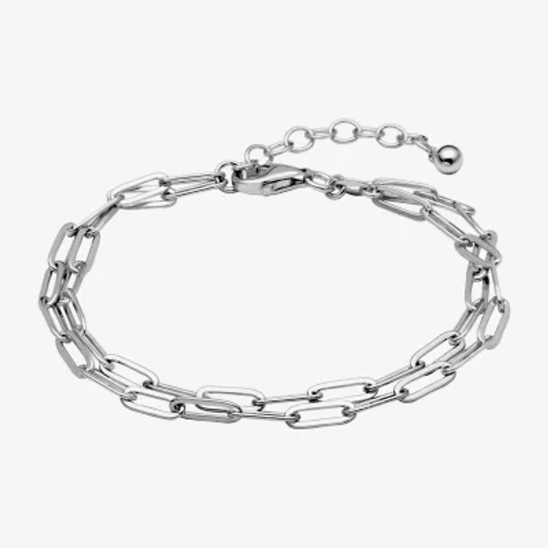 Womens Sterling Silver Solid 6 3/4 Inch Link Bracelet