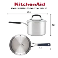 KitchenAid Stainless Steel 3-qt. Sauce Pan with Lid