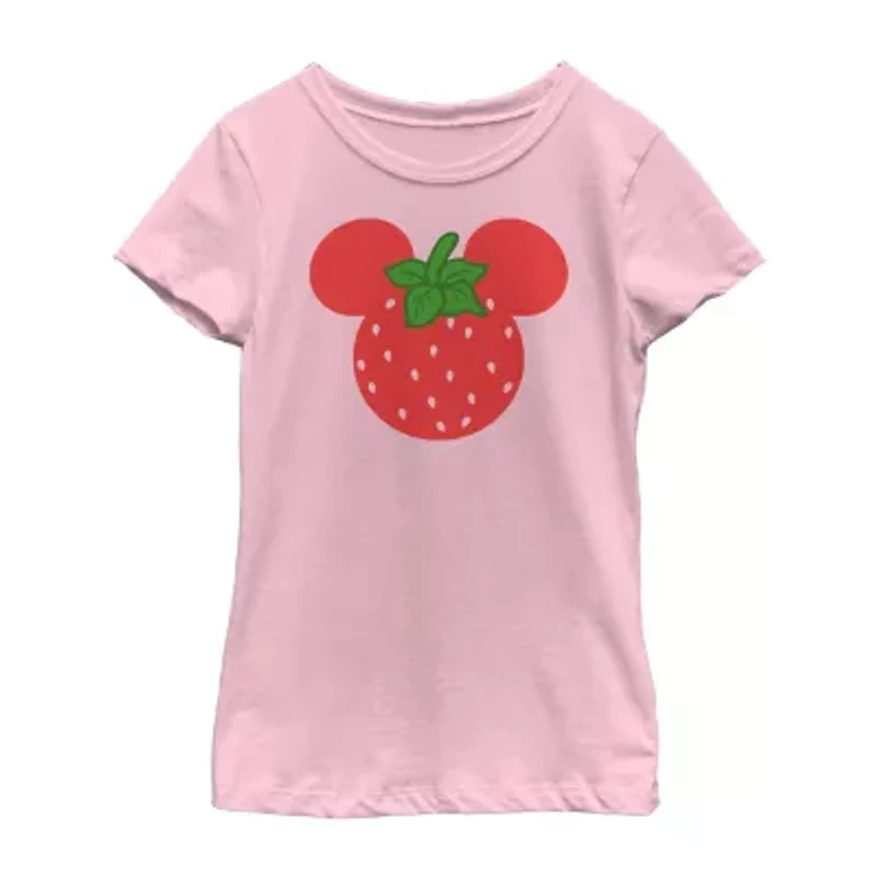 Disney Little & Big Kid Girls Round Neck Short Sleeve Slim Fit Minnie Mouse Graphic T-Shirt