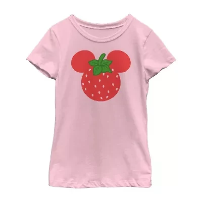 Disney Little & Big Kid Girls Round Neck Short Sleeve Slim Fit Minnie Mouse Graphic T-Shirt