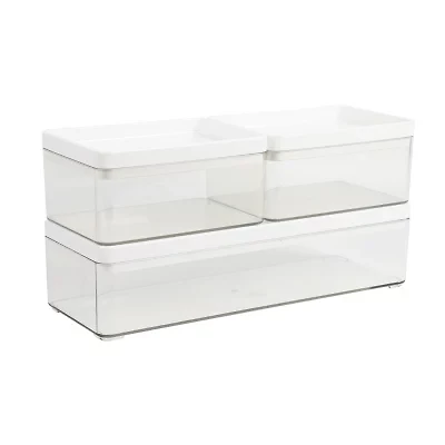 Martha Stewart 3 Pack Clear Bins With White PET Lids