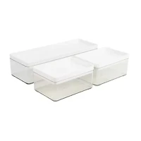 Martha Stewart 3 Pack Clear Bins With White PET Lids