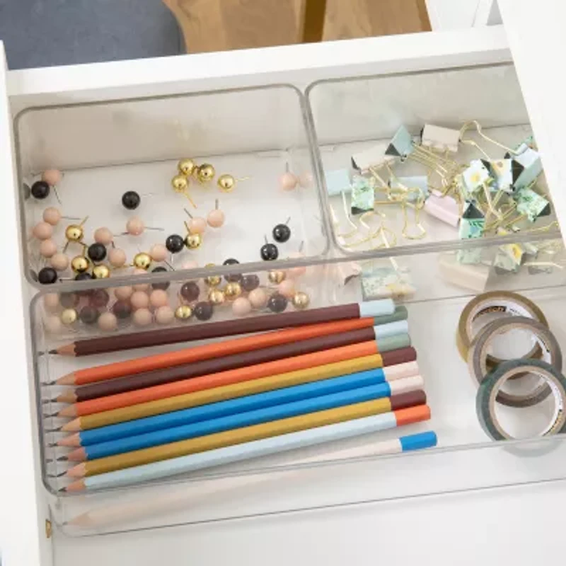 Martha Stewart 3 Pack Clear Bins With White MDF Lids