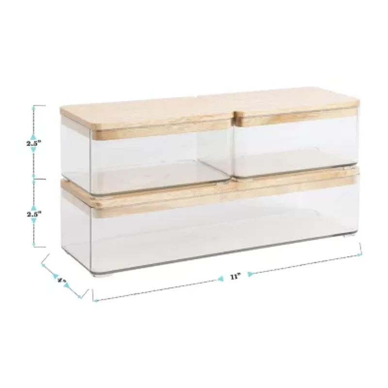 Martha Stewart 3 Pack Clear Bins With White MDF Lids
