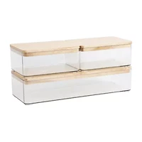 Martha Stewart 3 Pack Clear Bins With White MDF Lids