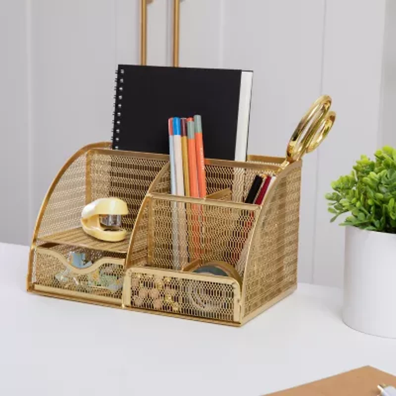Martha Stewart Gold Small Desktop Organizer