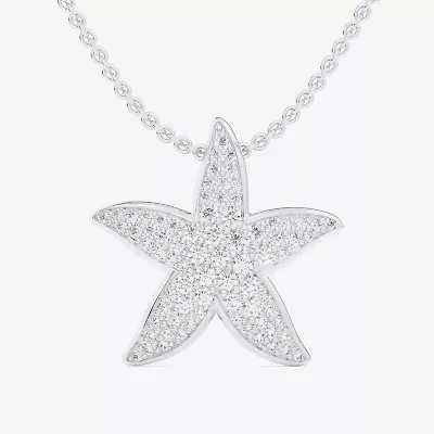 Starfish (G-H / Si1-Si2) Womens 1/2 CT. T.W. Lab Grown White Diamond 10K White Gold Star 18 Inch Pendant Necklace