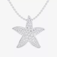Starfish (G-H / Si1-Si2) Womens 1/2 CT. T.W. Lab Grown White Diamond 10K White Gold Star 18 Inch Pendant Necklace