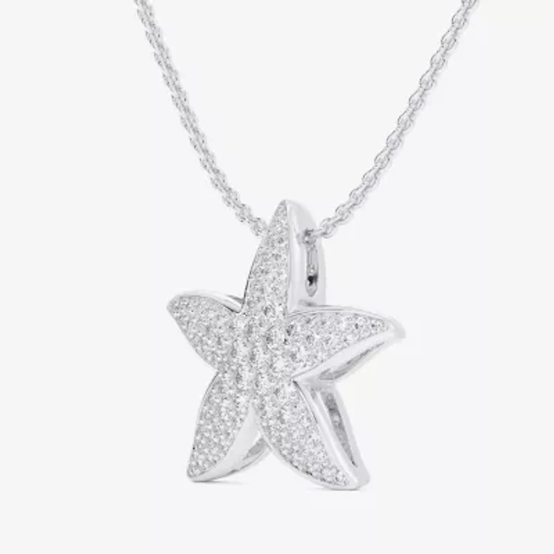 Starfish (G-H / Si1-Si2) Womens 1/2 CT. T.W. Lab Grown White Diamond 10K White Gold Star 18 Inch Pendant Necklace