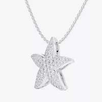 Starfish (G-H / Si1-Si2) Womens 1/2 CT. T.W. Lab Grown White Diamond 10K White Gold Star 18 Inch Pendant Necklace