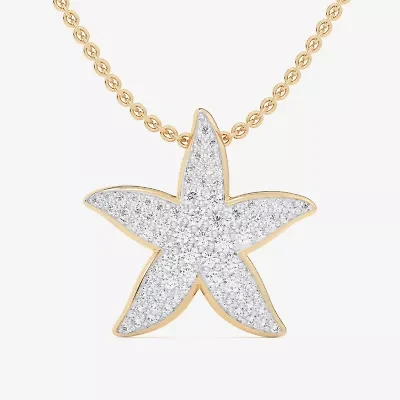 Starfish (G-H / Si1-Si2) Womens 1/2 CT. T.W. Lab Grown White Diamond 10K Gold Star 18 Inch Pendant Necklace