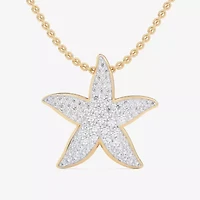 Starfish (G-H / Si1-Si2) Womens 1/2 CT. T.W. Lab Grown White Diamond 10K Gold Star 18 Inch Pendant Necklace