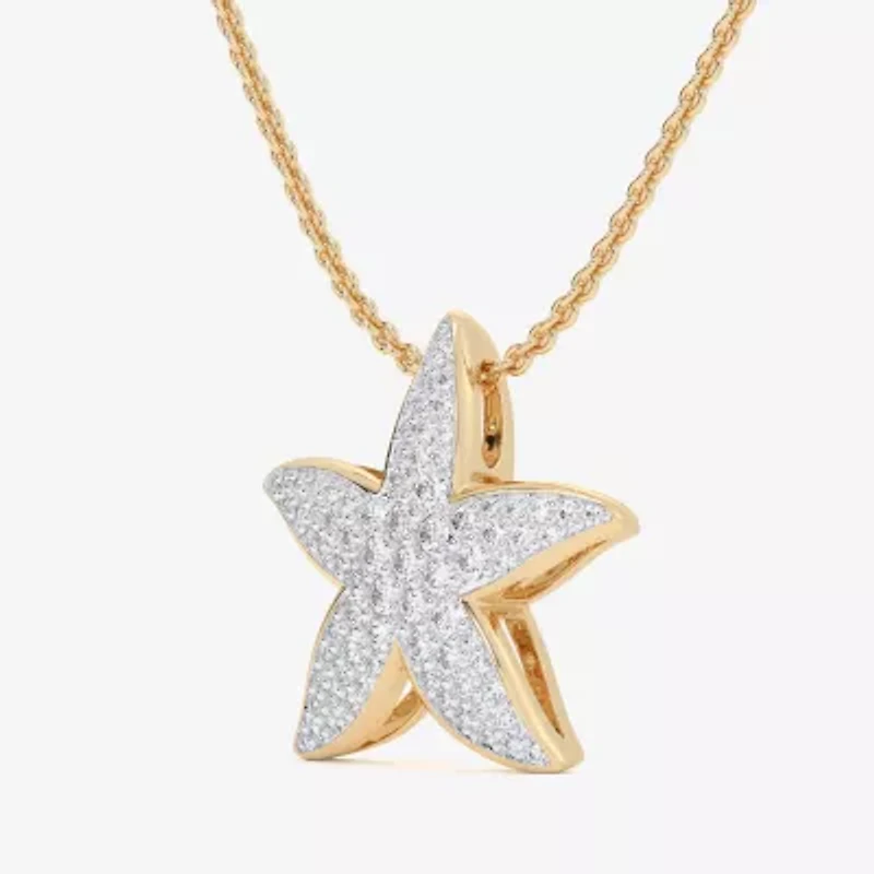 Starfish (G-H / Si1-Si2) Womens 1/2 CT. T.W. Lab Grown White Diamond 10K Gold Star 18 Inch Pendant Necklace