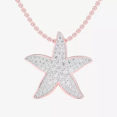 Starfish (G-H / Si1-Si2) Womens 1/2 CT. T.W. Lab Grown White Diamond 10K Rose Gold Star 18 Inch Pendant Necklace