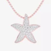 Starfish (G-H / Si1-Si2) Womens 1/2 CT. T.W. Lab Grown White Diamond 10K Rose Gold Star 18 Inch Pendant Necklace