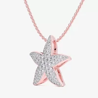 Starfish (G-H / Si1-Si2) Womens 1/2 CT. T.W. Lab Grown White Diamond 10K Rose Gold Star 18 Inch Pendant Necklace