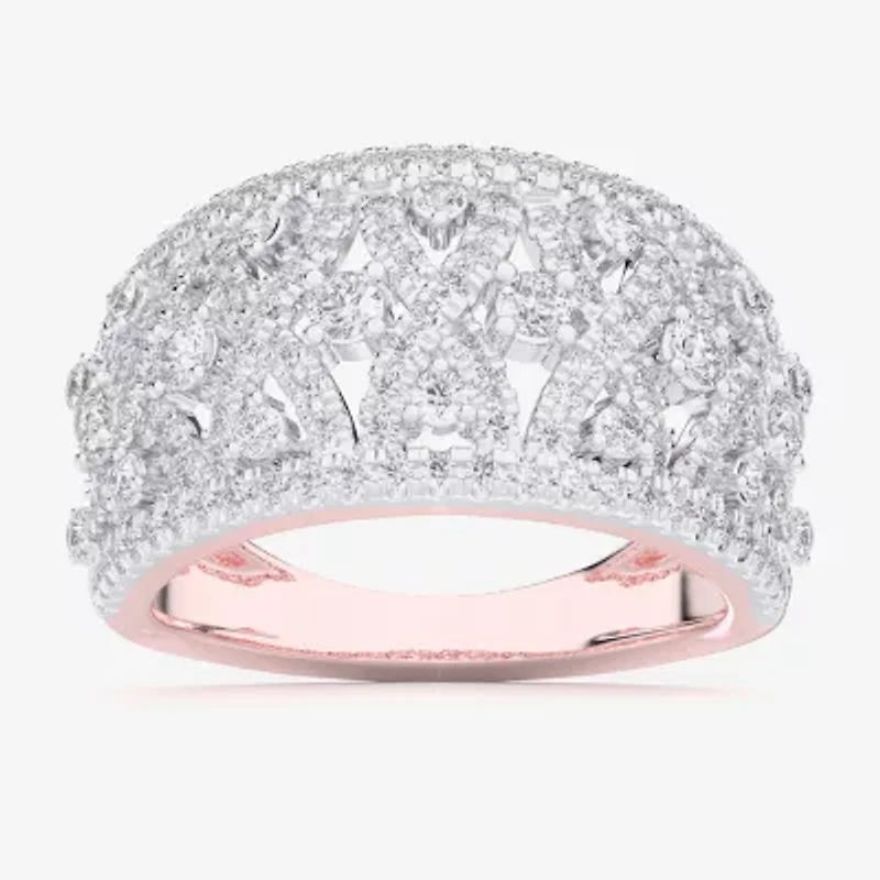 G-H / Si1-Si2) Womens 1 CT. T.W. Lab Grown White Diamond 10K Rose Gold Band
