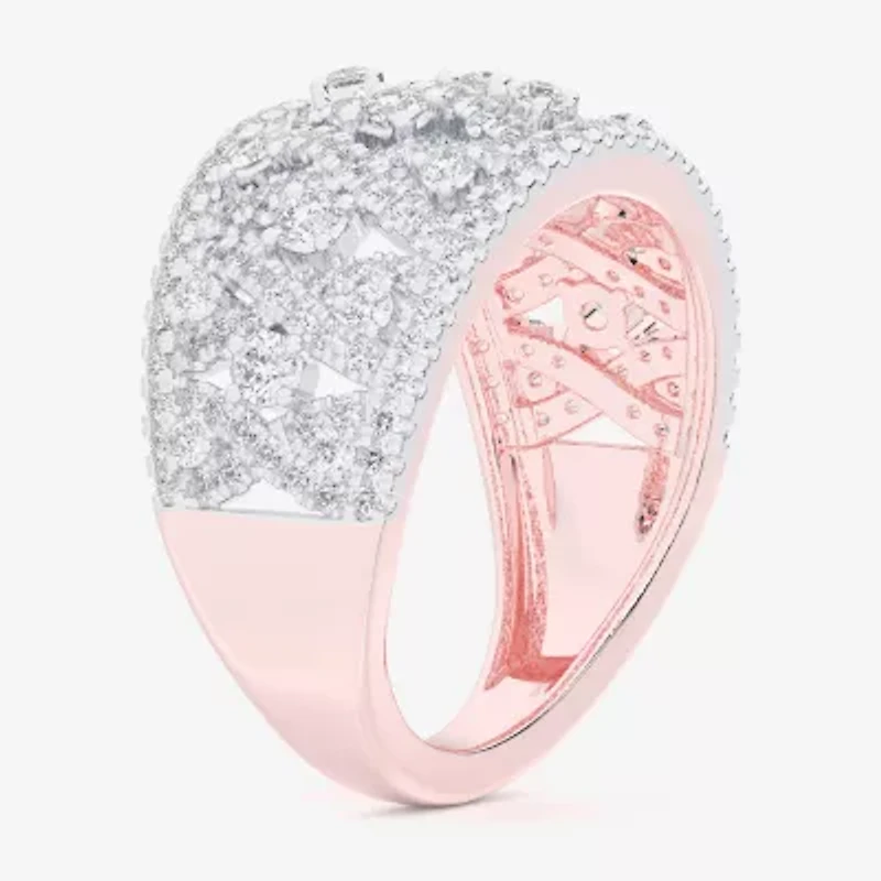 G-H / Si1-Si2) Womens CT. T.W. Lab Grown White Diamond 10K Rose Gold Band